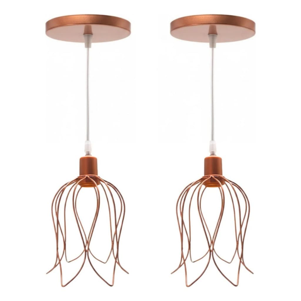 Pendentes Tulipa Luminária Teto Aramado Cabo 1 Metro Kit 2