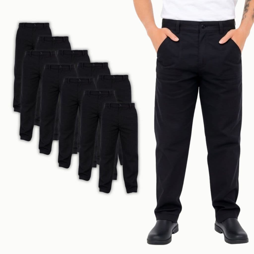 Kit 10 Calças Super Reforçada em Brim Pesado Uniforme Brim Preta Confortável Pronta Entrega