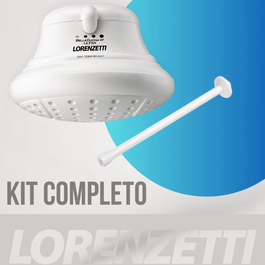 Chuveiro Bella Ducha Ultra 4 Temperaturas Lorenzietti 220V Econômico Moderno para Banheiro ( NÃO TEM PRESSURIZADOR )