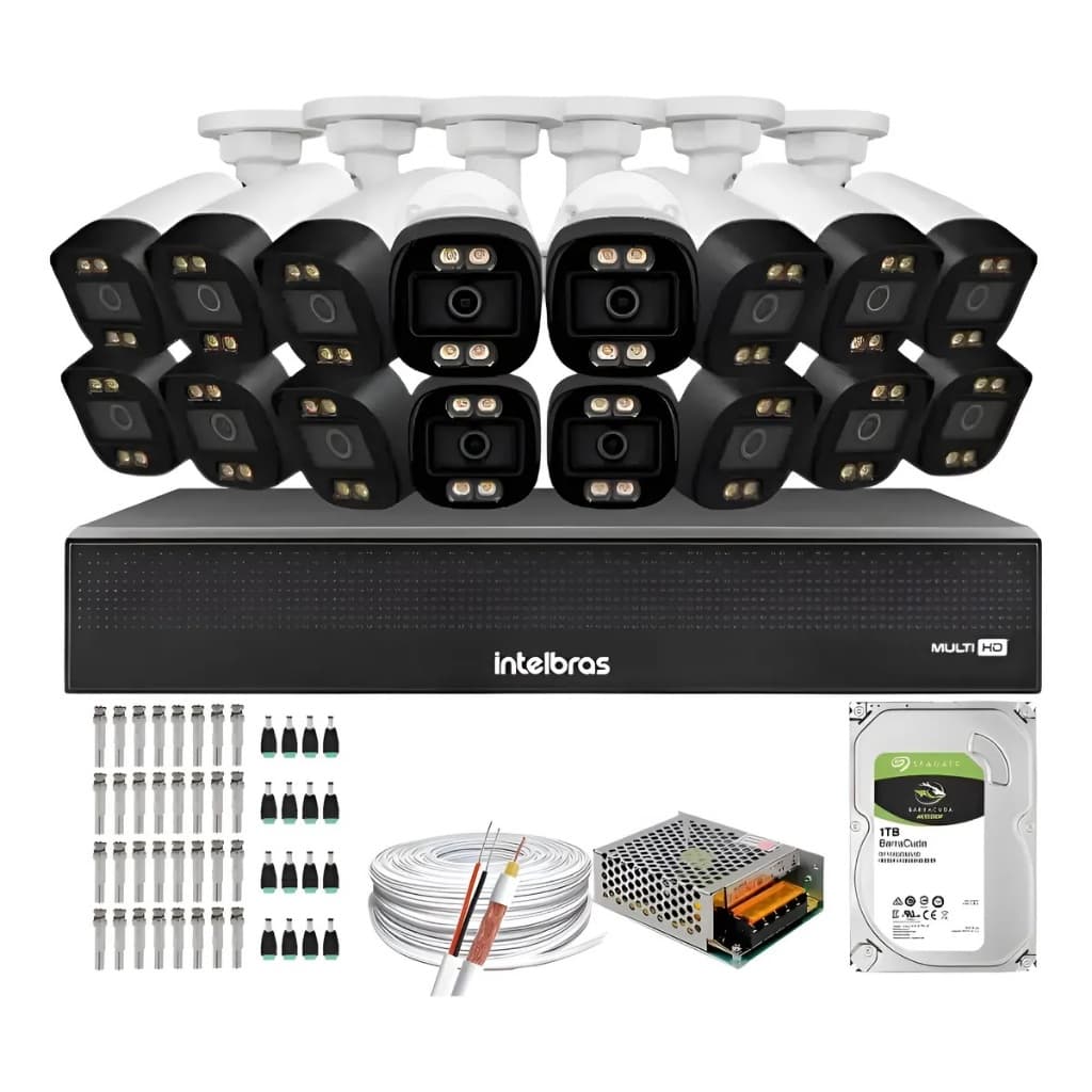 Kit 16 Câmeras Segurança Full Color Dvr Intelbras 16ch 1tb