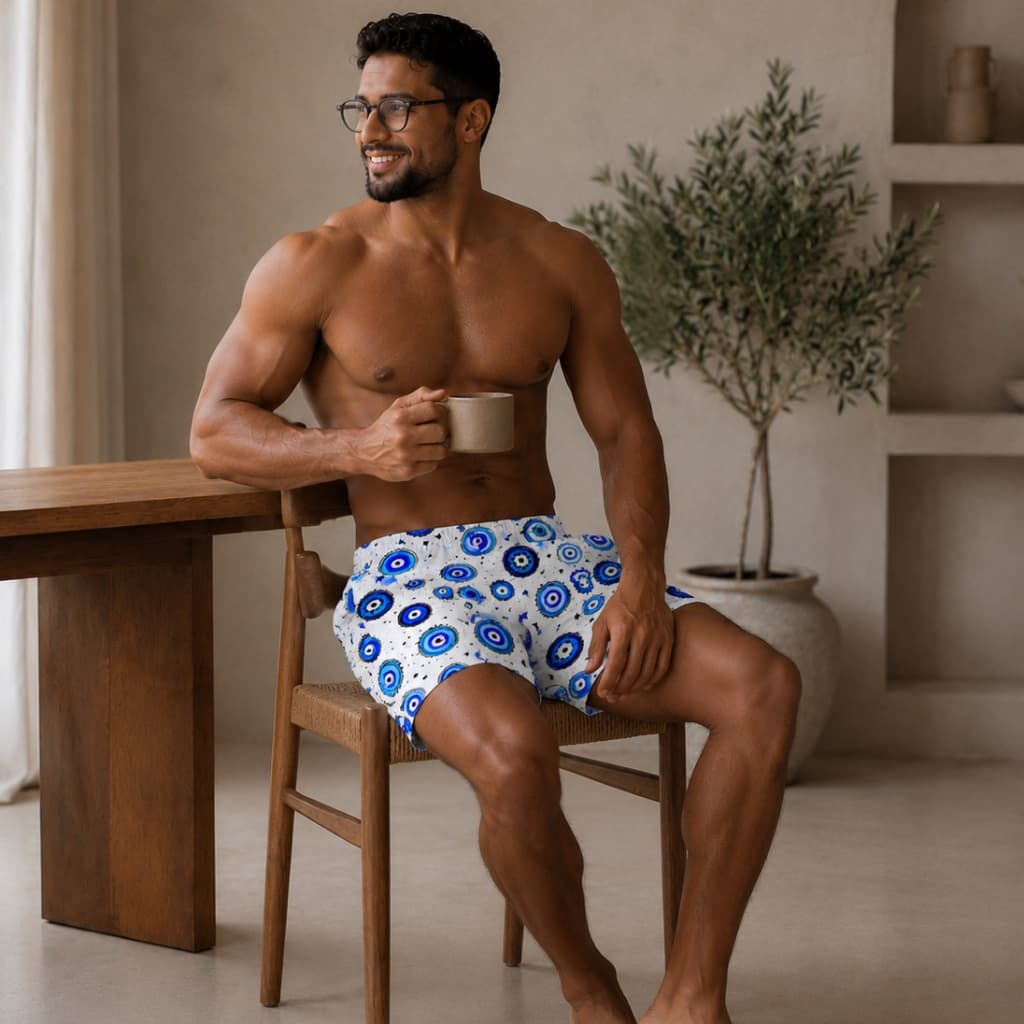 Shorts Masculino Pijama Samba Canção Olho Grego