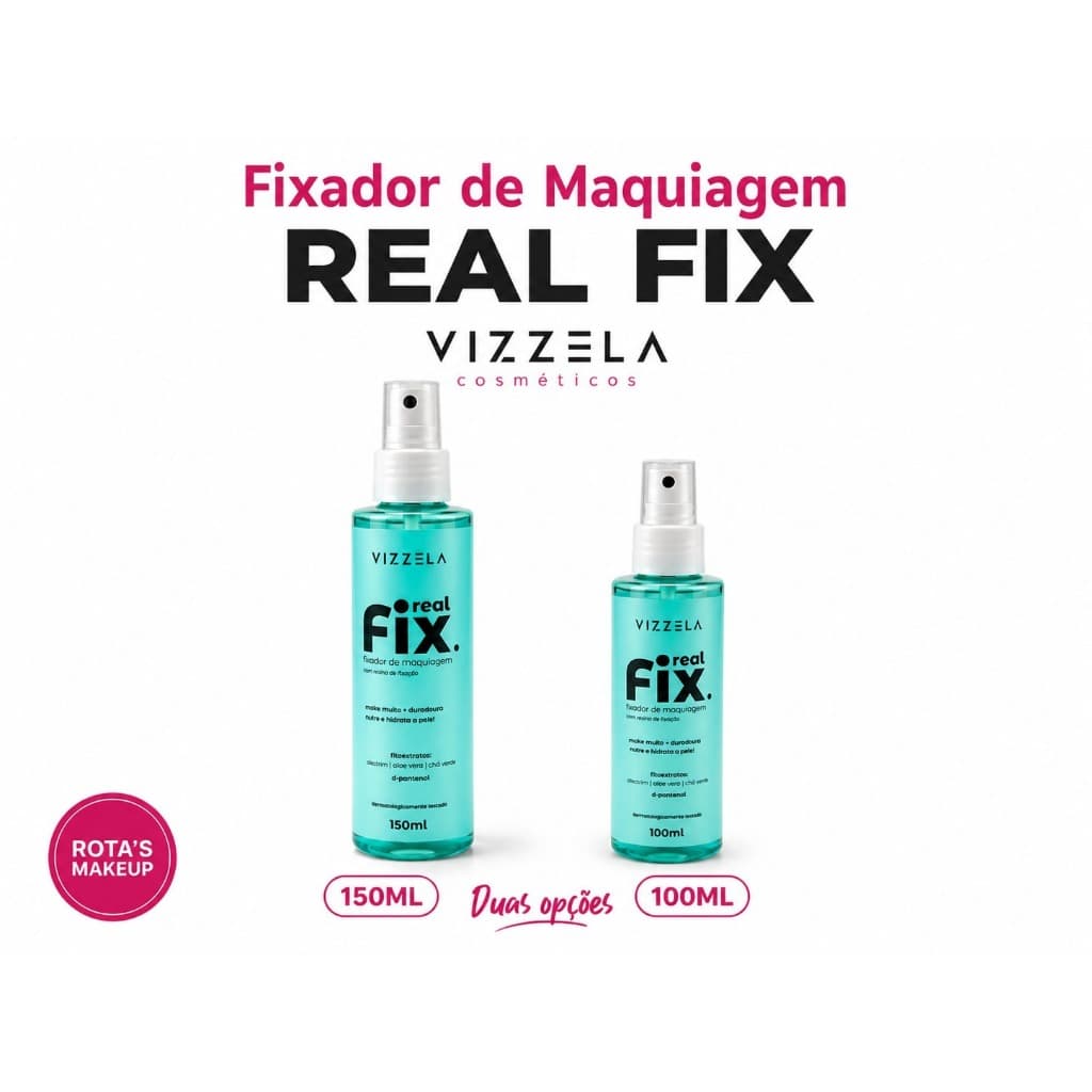 Fixador de Maquiagem Real Fix Vizzela | Mini 100ml ou 150ml | Make Duradora