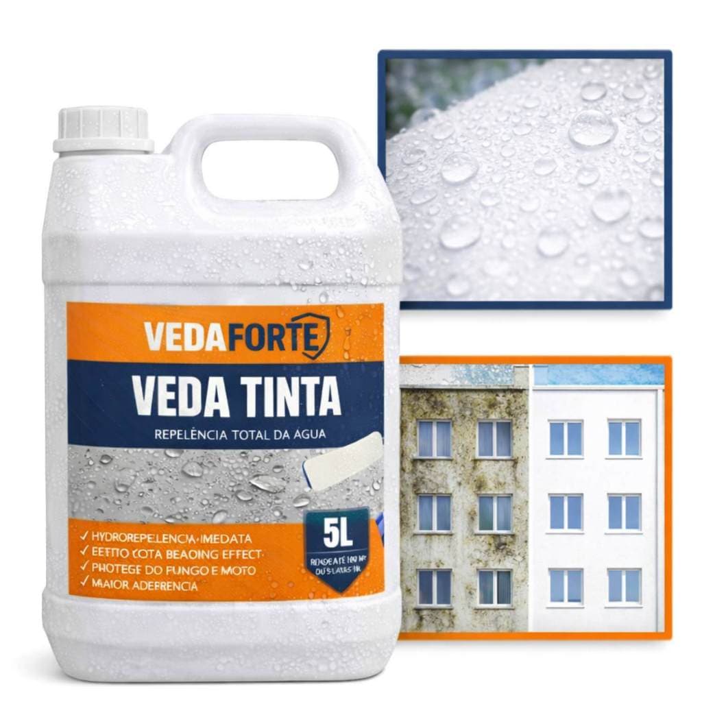 Veda Tinta Impermeabilizante Hidrorrepelente - Contra chuva, mofo e umidade - Alto redimento -Veda Forte [5 Litros]