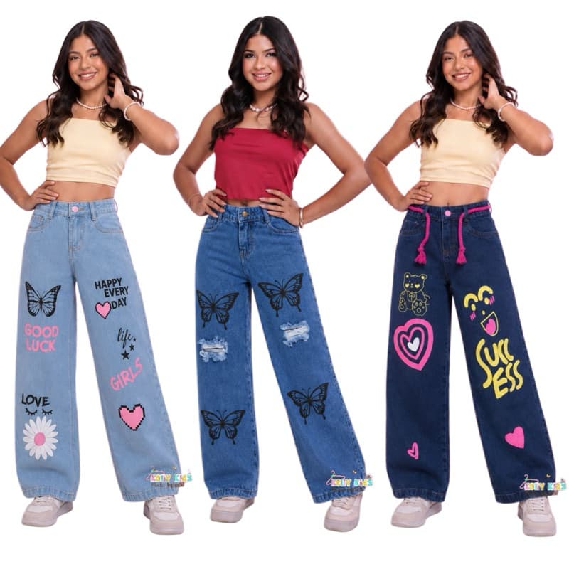 calça Wide Leg juvenil feminina