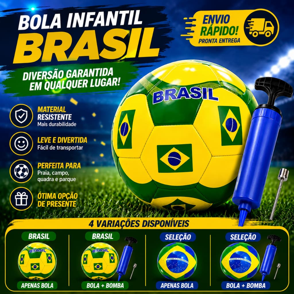 Bola Futebol Brasil Copa do Mundo -Bola Tamanho 5 - Com e sem Bomba