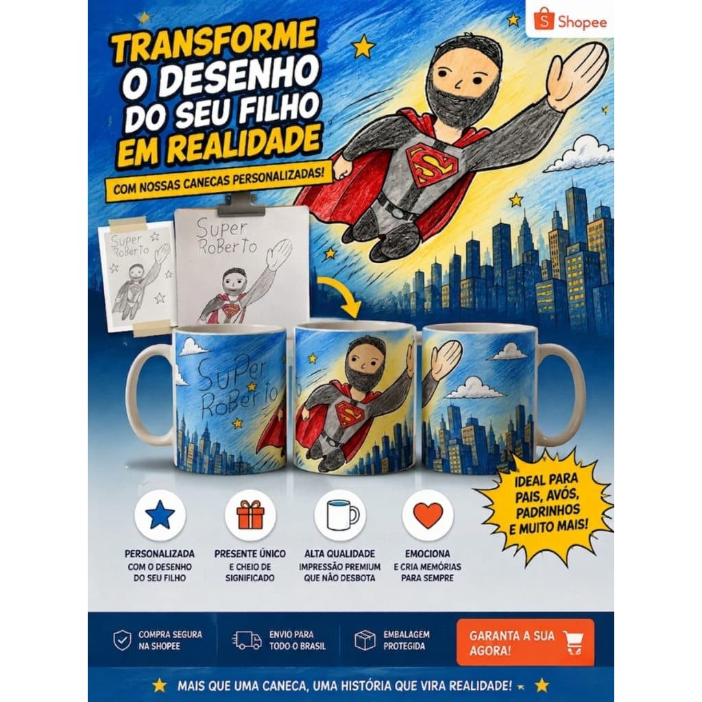 Caneca com Arte Infantil Personalizada – Memórias para Sempre