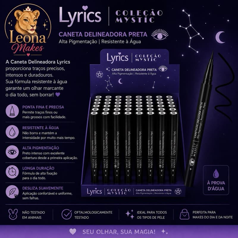 CANETA DELINEADORA PRETA LYRICS COLEÇÃO MYSTIC