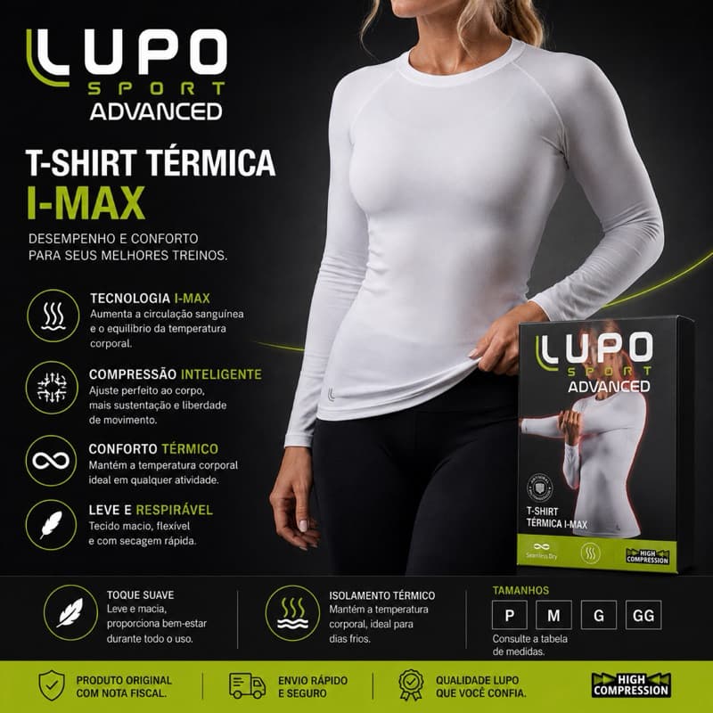 Camiseta Térmica Feminina Lupo Sport I-Max Original Segunda Pele Compressão Academia Fitness Manga Longa