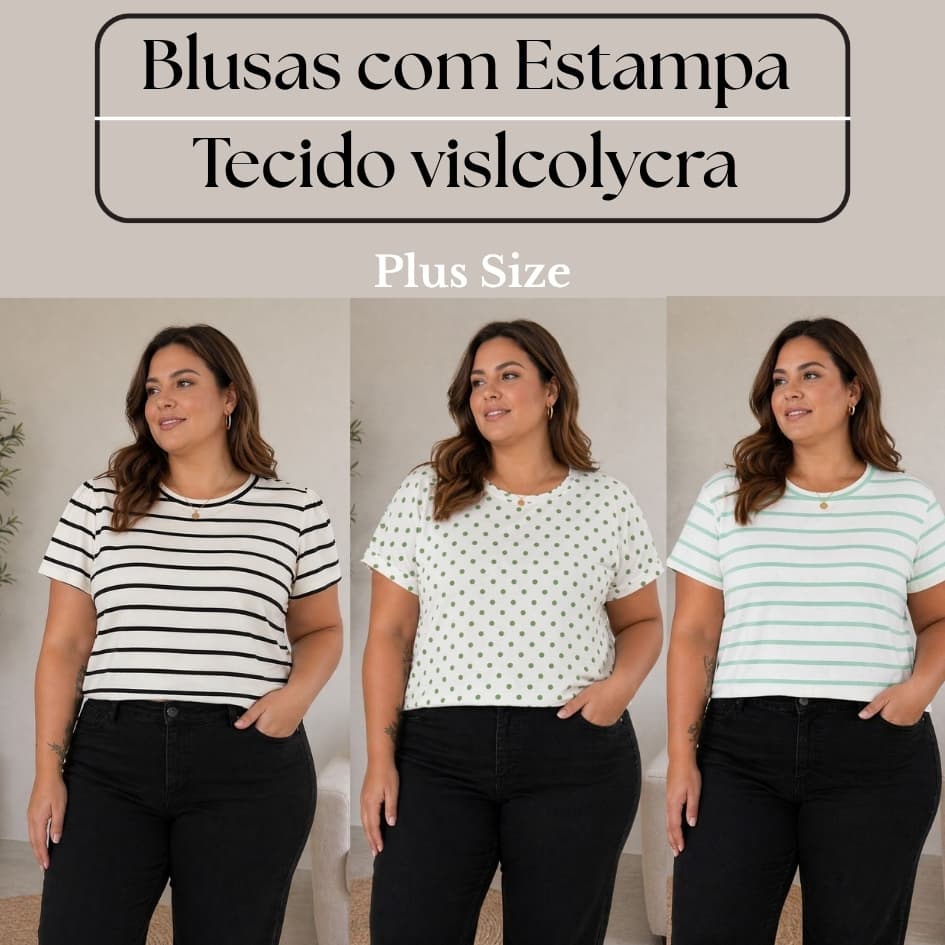 Blusas Plus Size Tecido Viscolycra