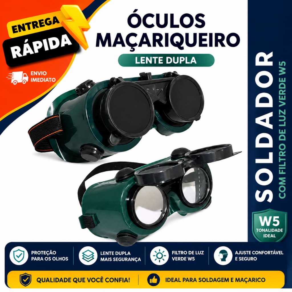 Óculos Maçariqueiro Soldagem Proteção Lente Articulada DeltaPlus Segurança EPI CA 17573
