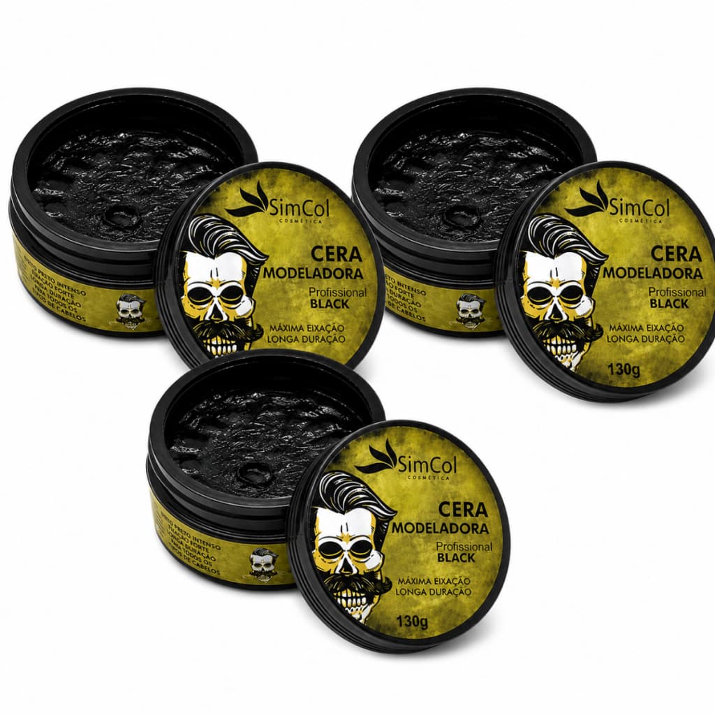 Kit Cera Modeladora Simcol 130g C/3 Unidades Black Capilar