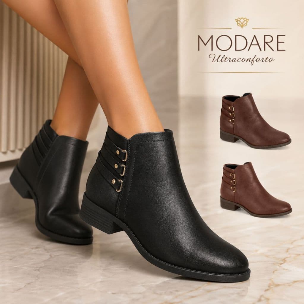 Bota Feminina Coturno Modare Ultraconforto Salto Baixo 2,5 Cm Moda Inverno Casual Versátil Original