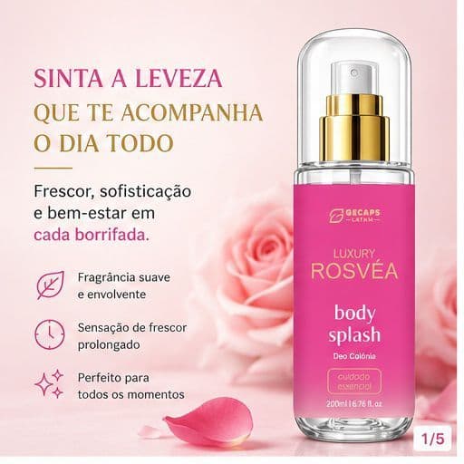 Body Splash Luxury Rosvéa | Fragrância Feminina Floral | Deo Colônia 200ml | Envio Imediato