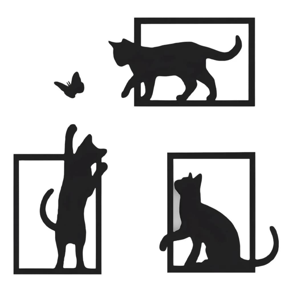 Kit Quadros Decorativos Gatos Vazados | Decoração Moderna para Sala, Quarto e Escritório