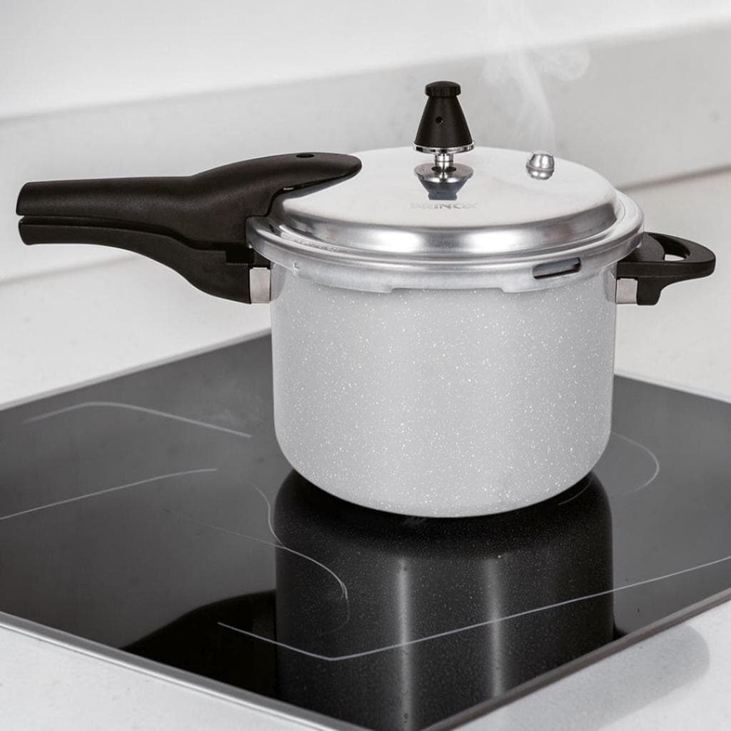 Panela de Pressão Indução Brinox Super Antiaderente Ceramic Life 5,4 Litros Ø22cm Gris