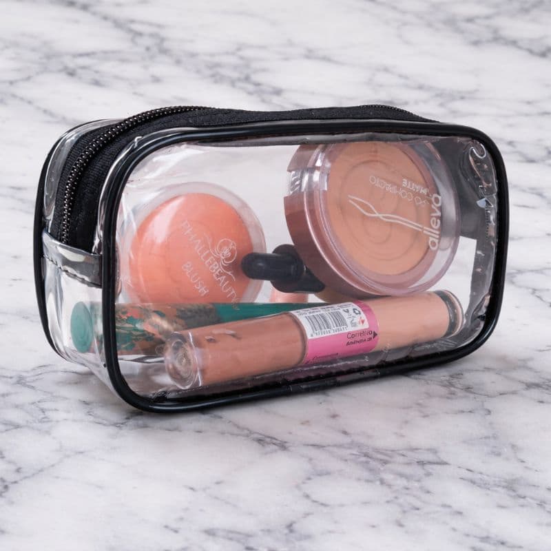 MINI SLIM nécessaire transparente em plástico 17x9x4,5 levar na bolsa para viagem, remédio, maquiagem maternidade