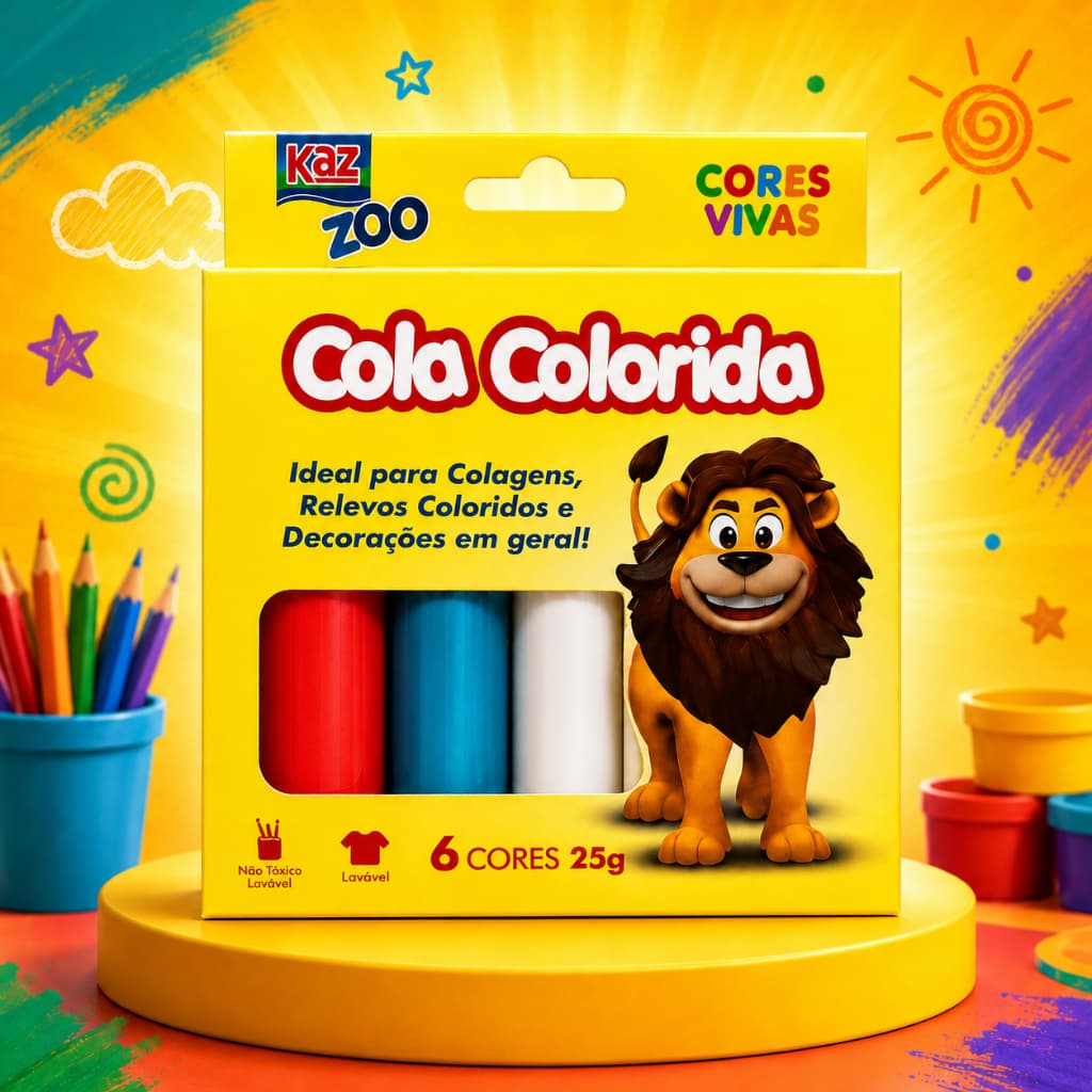 Cola Colorida 6 Cores Vivas  Com 25g Não Tóxica Escolar Infantil Artesanato