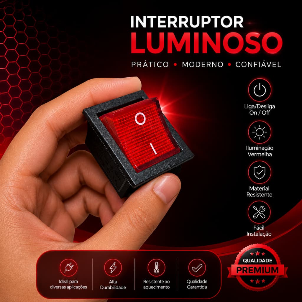 Botão Interruptor 4 Pinos Trava Inversor/maquina De Solda On/Off Liga/Desliga 127/220v