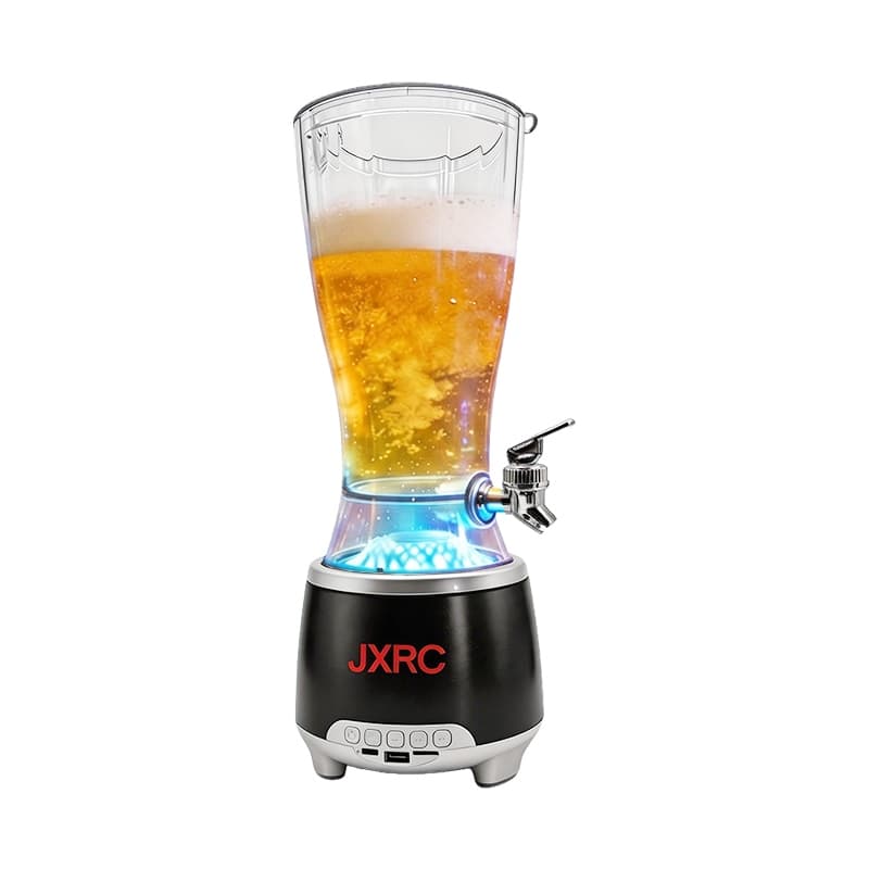 Chopeira Torre de Chopp 2,5L LED RGB Caixa de Som Bluetooth Bivolt Acrílico Portátil Cerveja Gelada Festa Churrasco