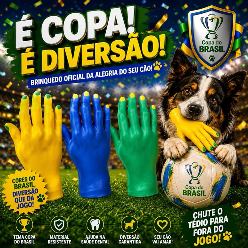 Brinquedo mordedor para pet Mão de vinil grande para caes cachorros pets