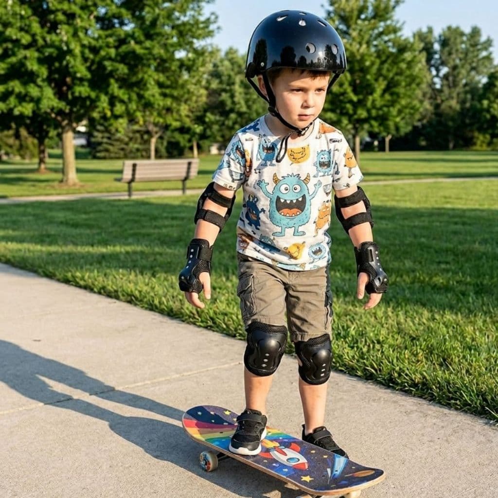 Kit de Proteção Infantil Completo 7 Peças Capacete 2 Joelheiras 2 Cotoveleiras 2 Munhequeiras