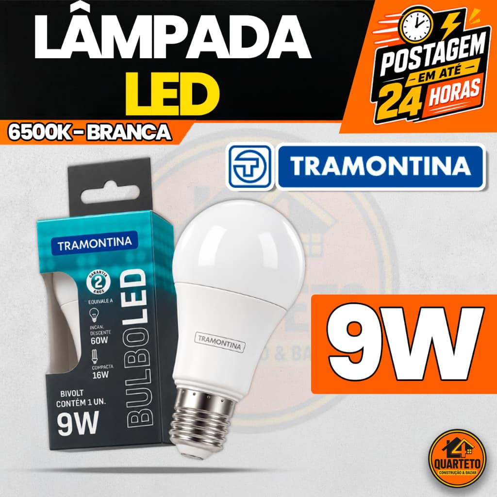 Lâmpada Tramontina LED Bulbo 9W E27 Econômica Fria Bivolt