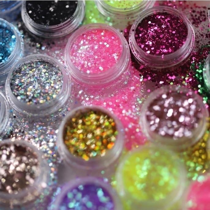 Kit 24 Glitter Flocado Cascata Para Decoração De Unhas Nail Art