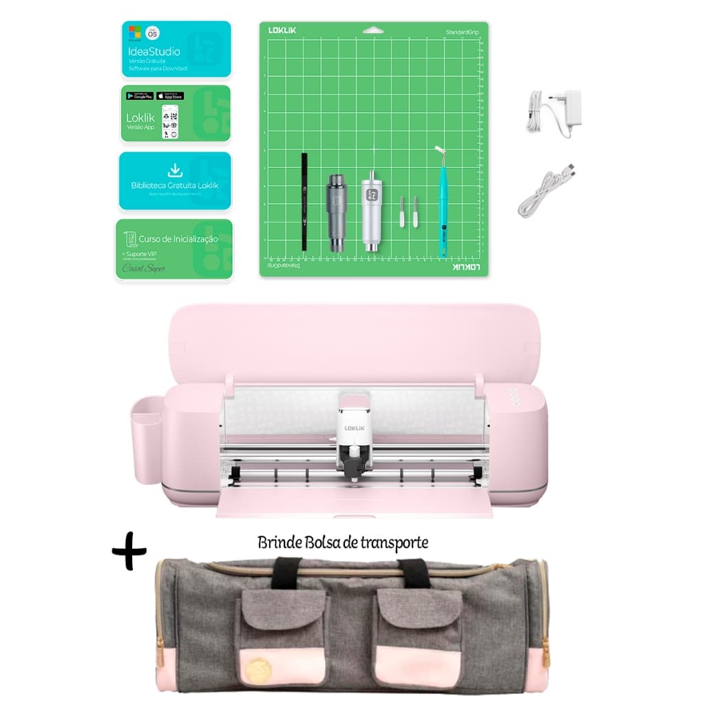 Plotter de Recorte Icraft Rosa Bivolt + Curso Online - Loklik
