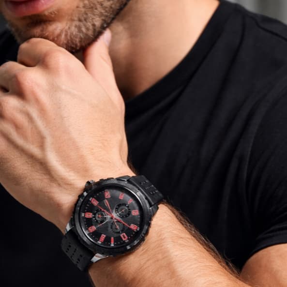 Relógio Masculino Preto Esportivo Analógico | Pulseira Silicone | Casual Dia a Dia Presente Homens