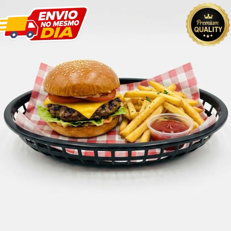 Kit Cestinha Organizadora Oval Multiuso Empilhável Porção Pão Salgado Lanche Pastel Lanchonete Fritas Erca