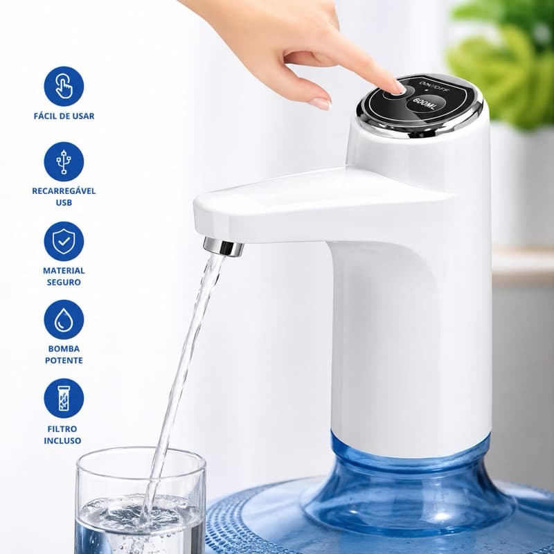 Bomba De Água Elétrica Para Galão Com Filtro Recarregável USB