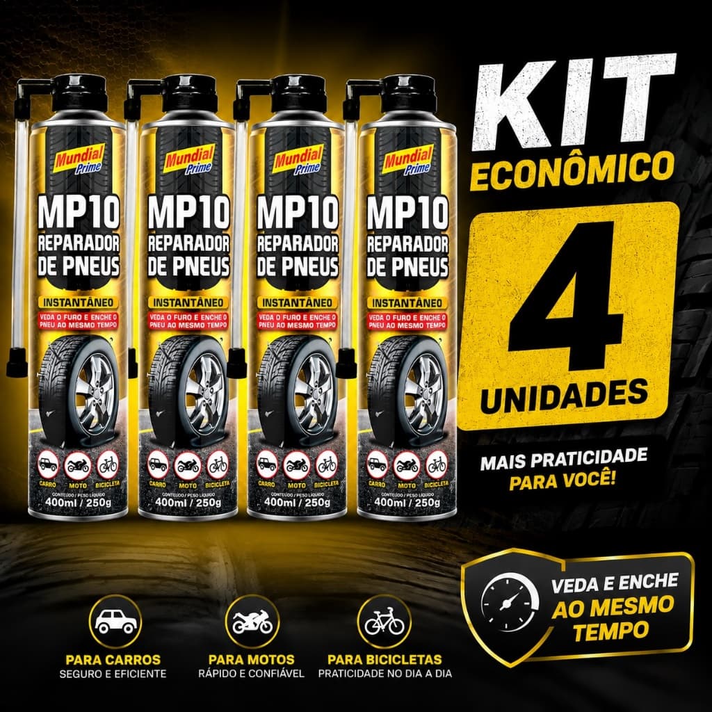 4UN Reparador Instantâneo de Pneu Furado 400ml MP10