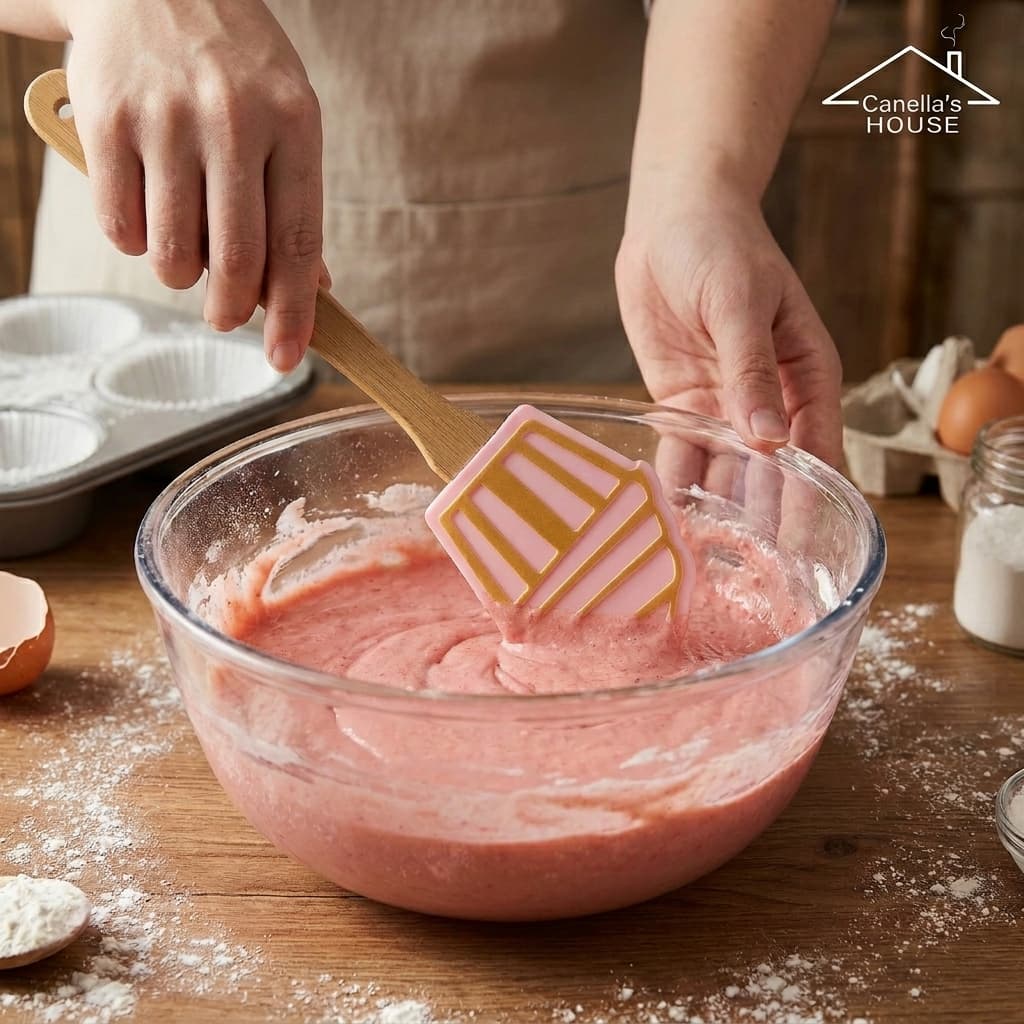 Espátula Silicone Cabo de Bambu Formato Cupcake Utensílio de Cozinha Não Risca Panelas Confeitaria