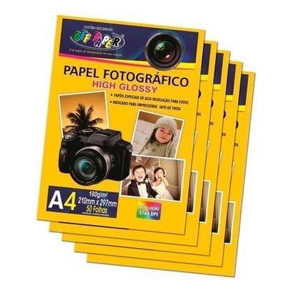 200 Folhas Papel Fotográfico 180 G - A4 High Glossy 180g - PAPEL ALTO BRILHO