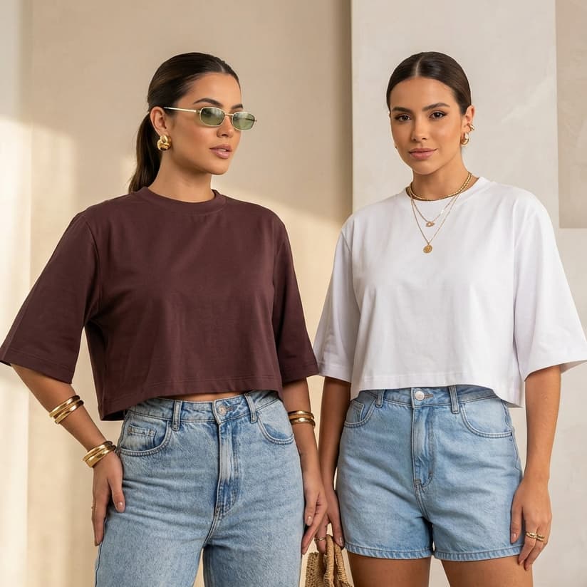 Croppdes Femininos Basicos Blusas Femininas Oversized Elegante Conforto Basico Casual T-shirt