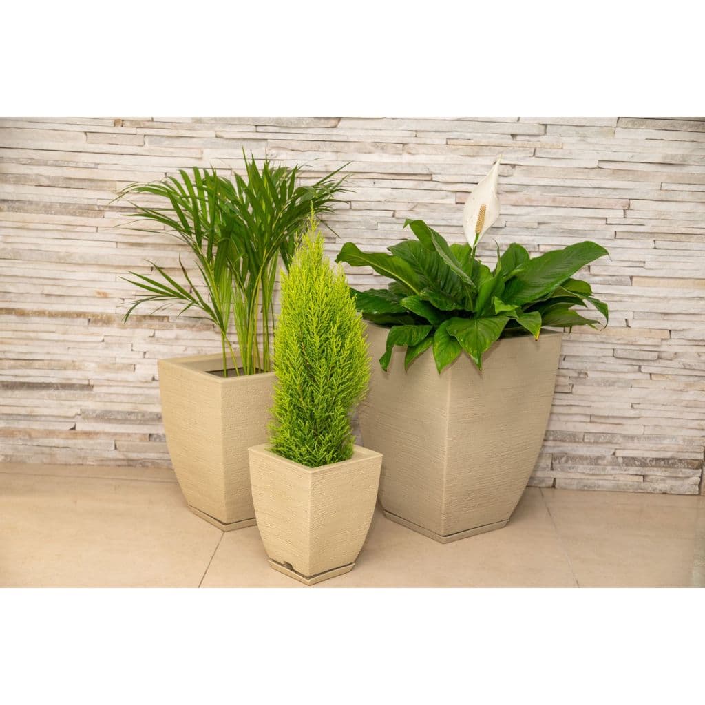Vaso Planta Em Polietileno Coluna Quadrada Escovada P 28x25x25