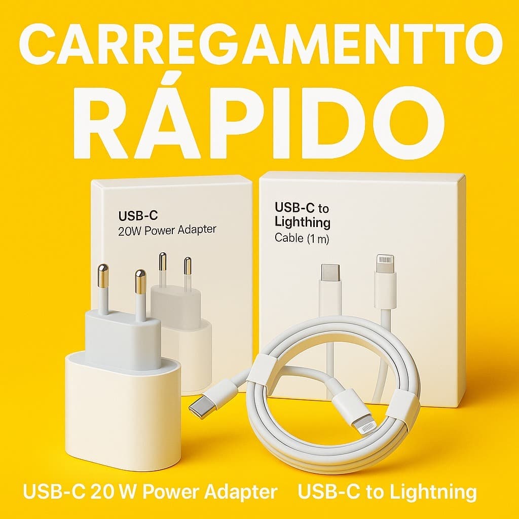 Kit Carregador iPhone Cabo+Fonte XR,11,12,13,14 LACRADO