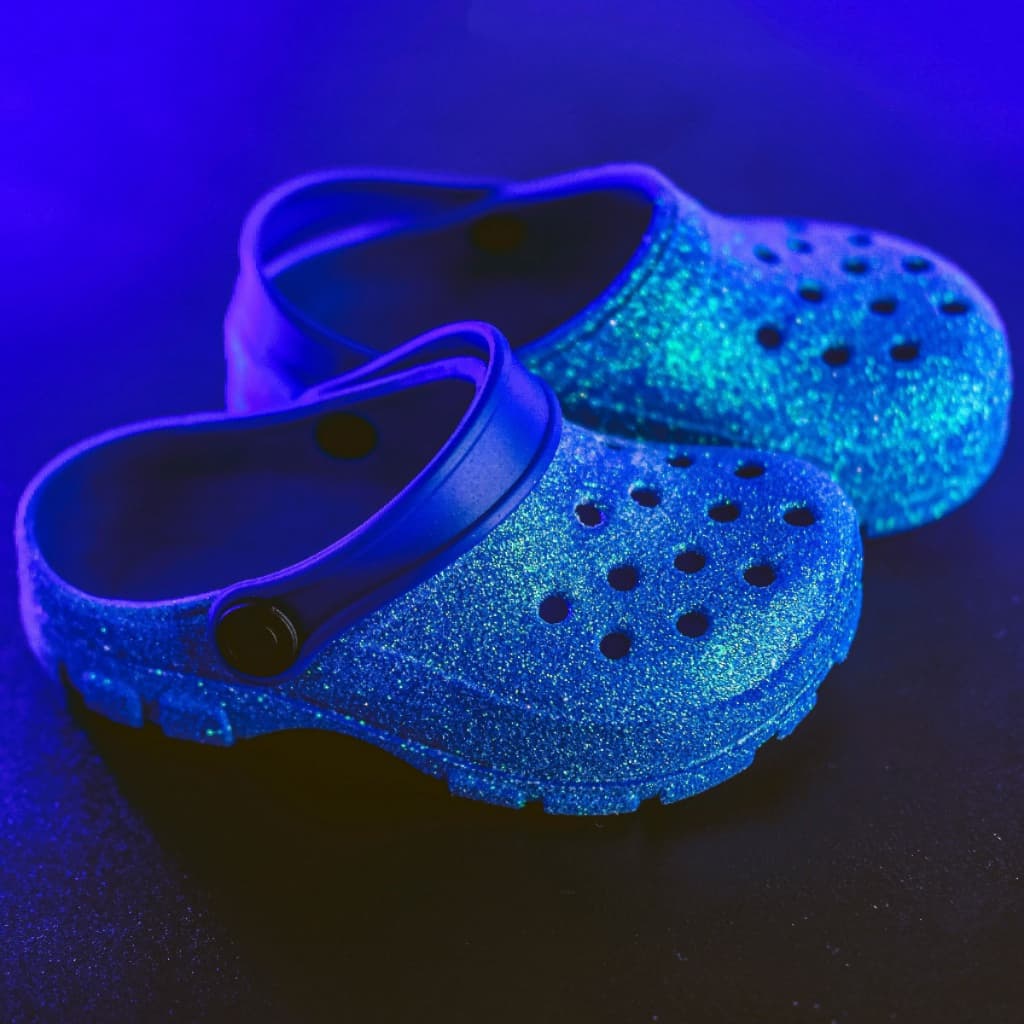 Babuche Glitter Azul Menina Brilho Infantil Criança Papete Leve Confortável Estiloso