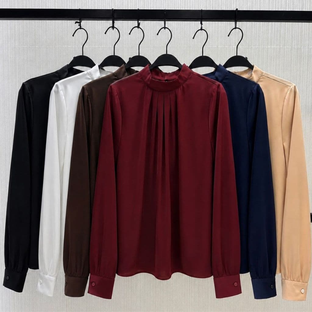 Camisa Feminina Social Elegante Clássica em Crepe