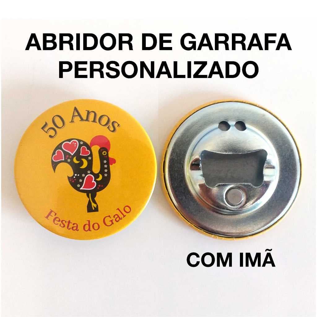 50 Bottons Abridor de Garrafa com Imã 5,5 cm Personalizados