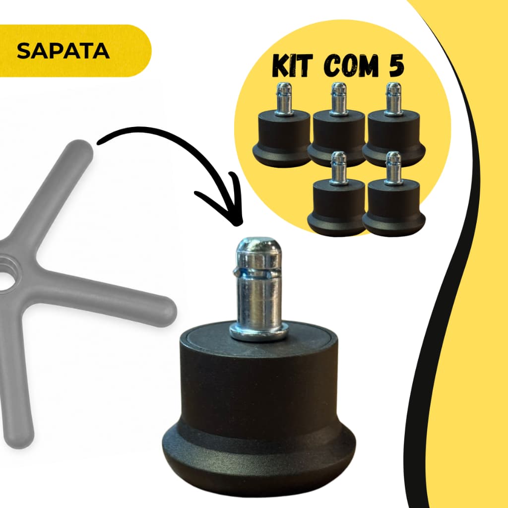 KIT 5 SAPATA PARA CADEIRA DE BARBEARIA FIXA EM POLIPROPILENO