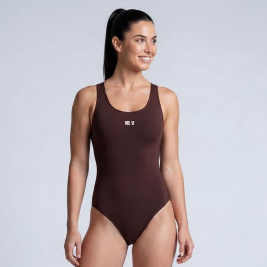 Maiô Marrom Feminino Natação e Hidroginástica Costas Nadador Tecido Premium Resistente - Envio Imediato