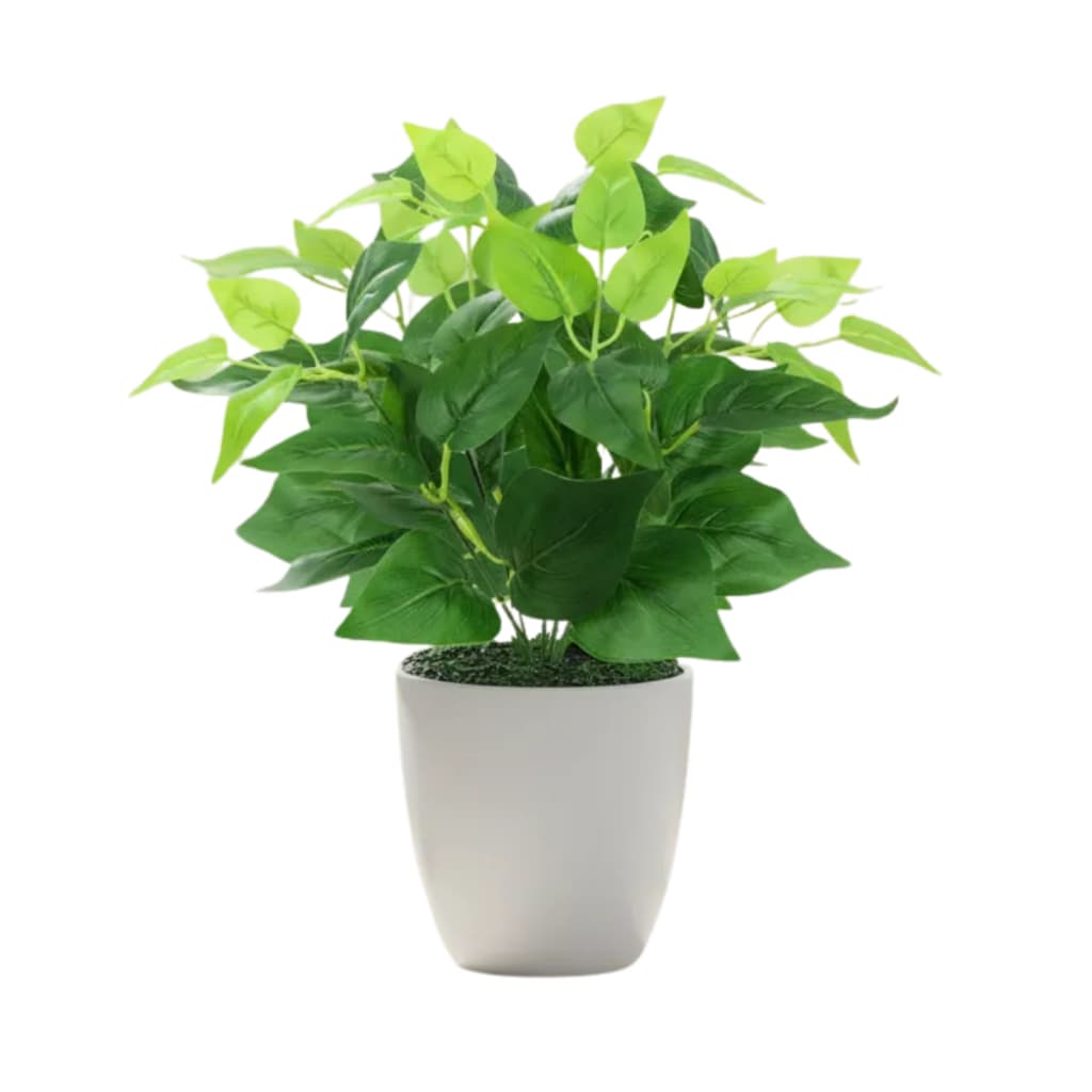 Arranjo De Planta Artificial Folhagem Verde Para Decoração Com Vaso Branco