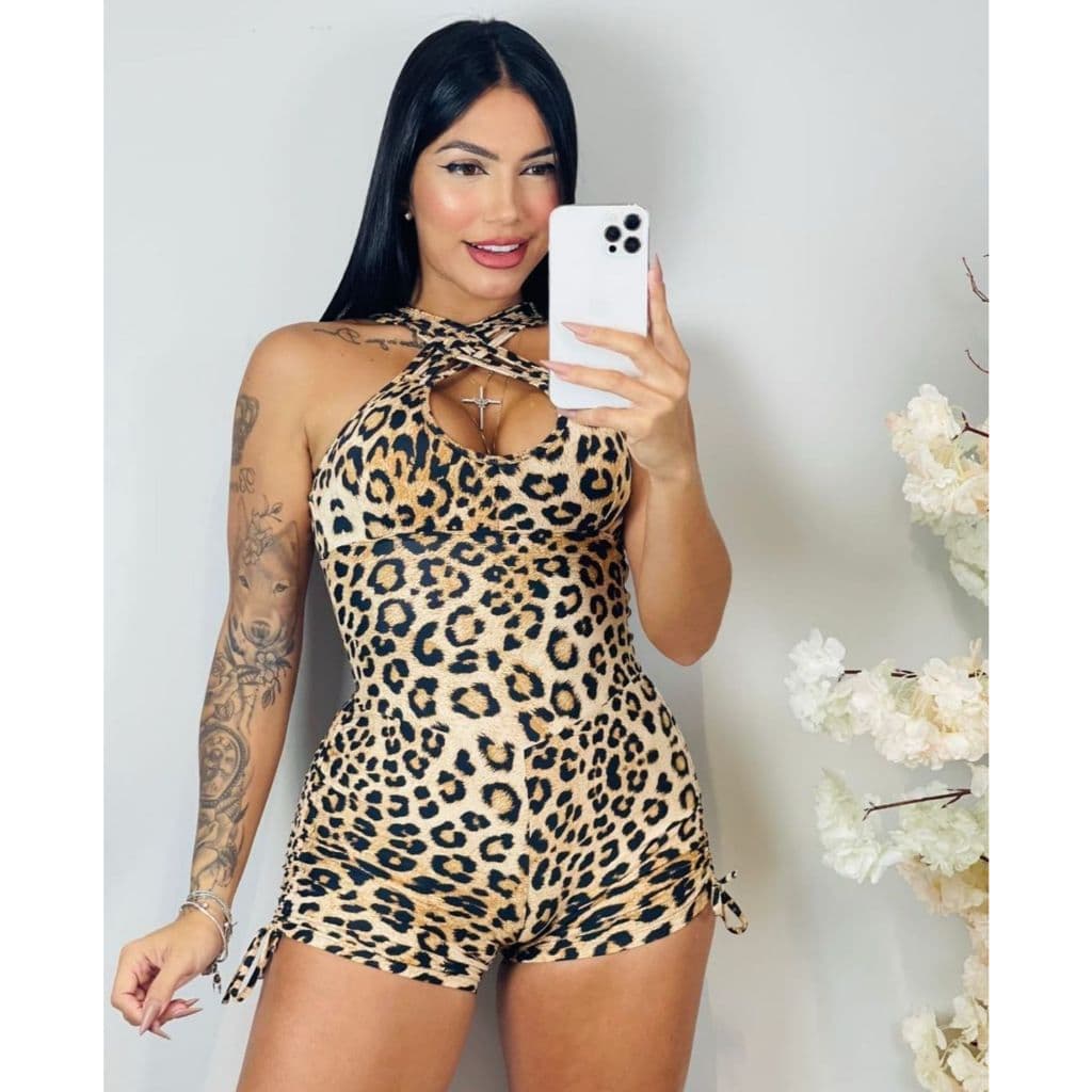 Macaquinho Feminino Fitness Academia DRIKA ESTAMPAS Disfarça Celulite Empina Bumbum Roupa de Malhar