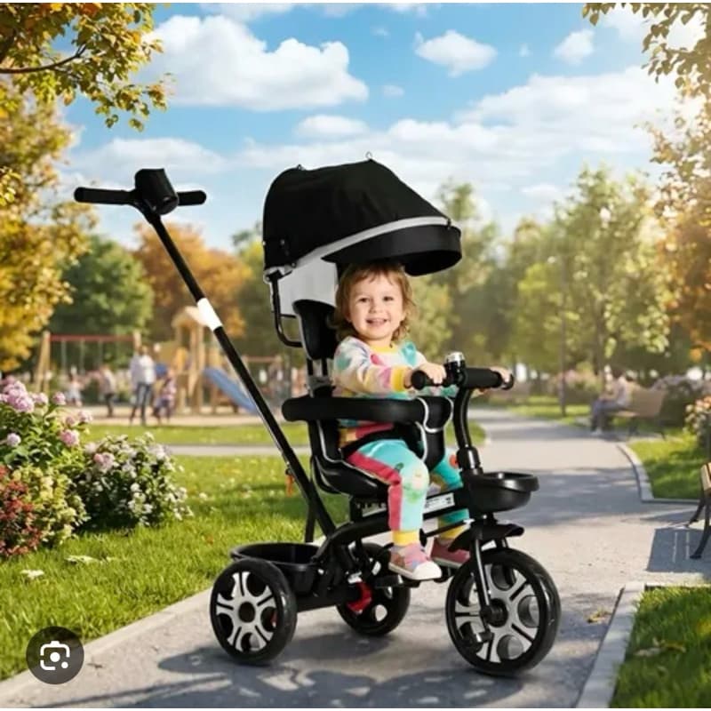 🦆✨ Triciclo Infantil Pato com Capota e Empurrador ✨🦆