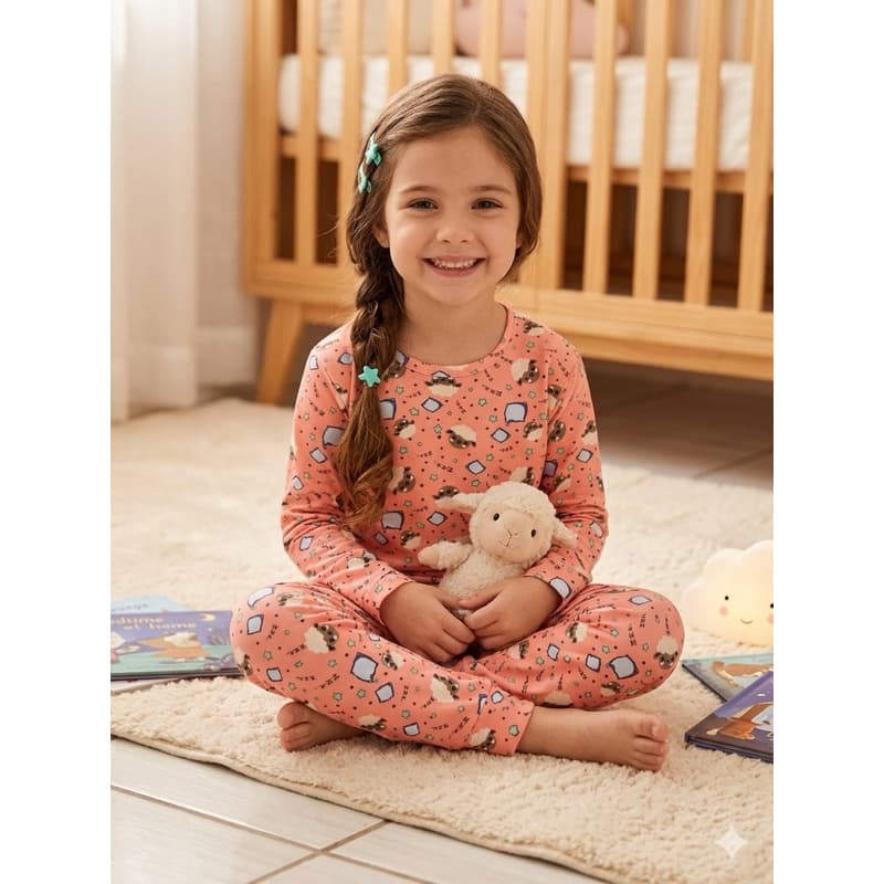 Pijama Manga Longa Infantil Suede Confortável Meninas