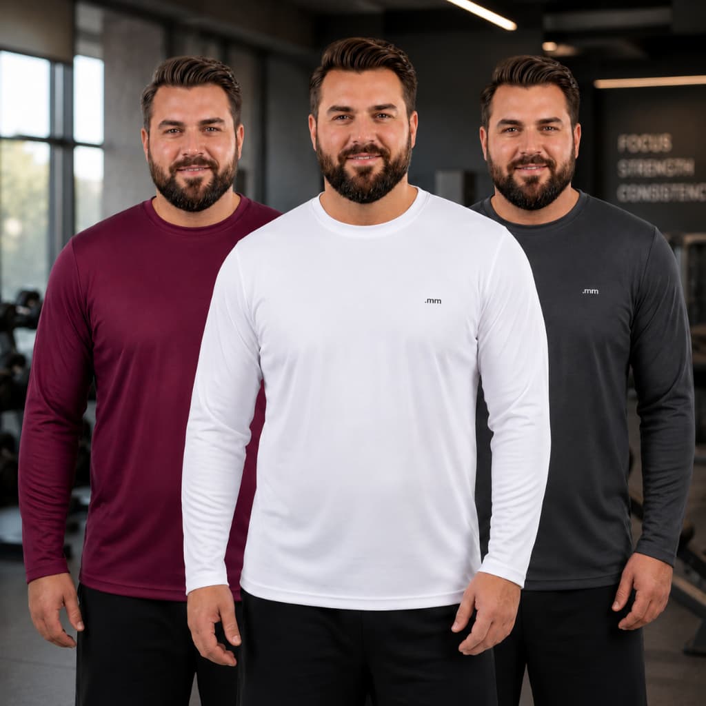 Kit 3 Camisa Plus Size Masculina Manga Longa Térmica Proteção Uv