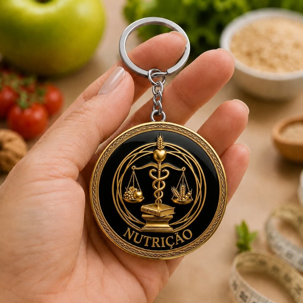 Chaveiro Nutrição Personalizado Redondo | Curso Nutrição | Pingente Profissão
