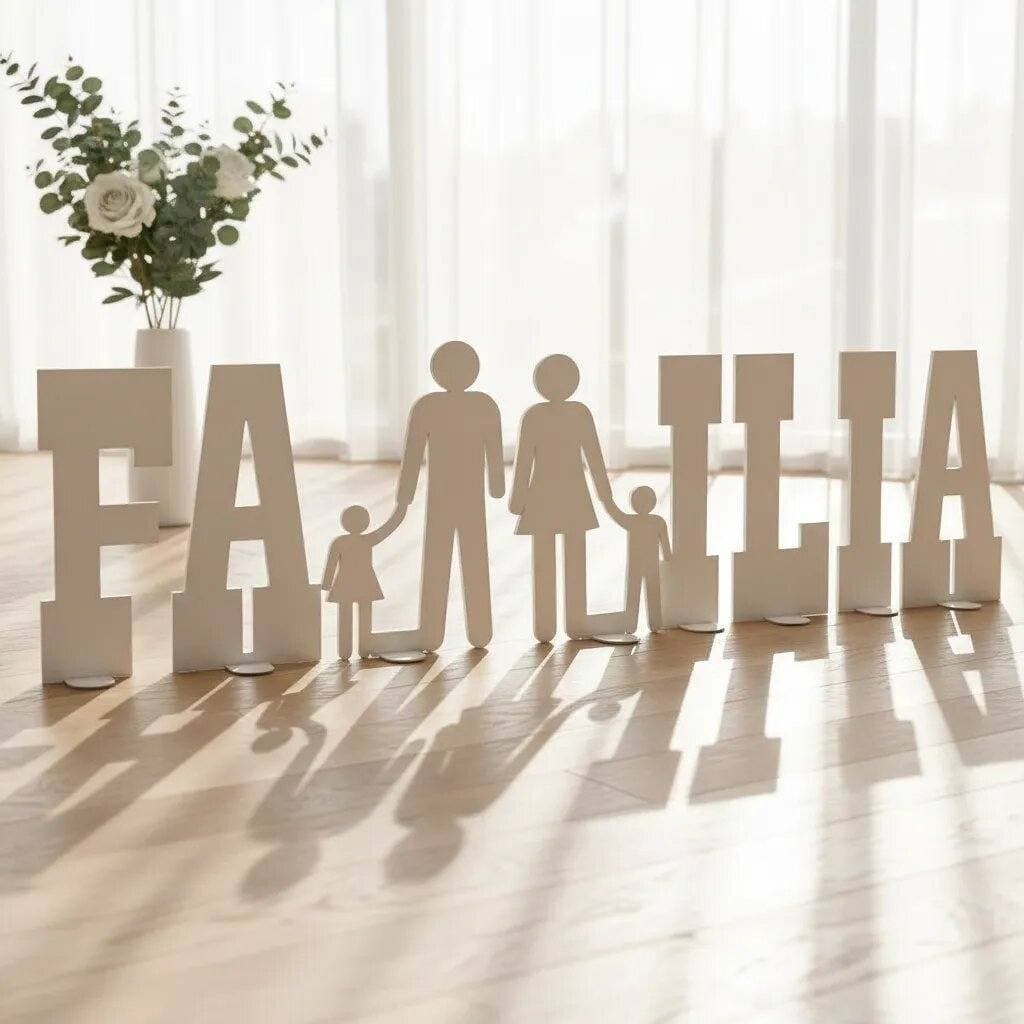 Letreiro MDF Família Feliz 60x215cm Decoração de Piso