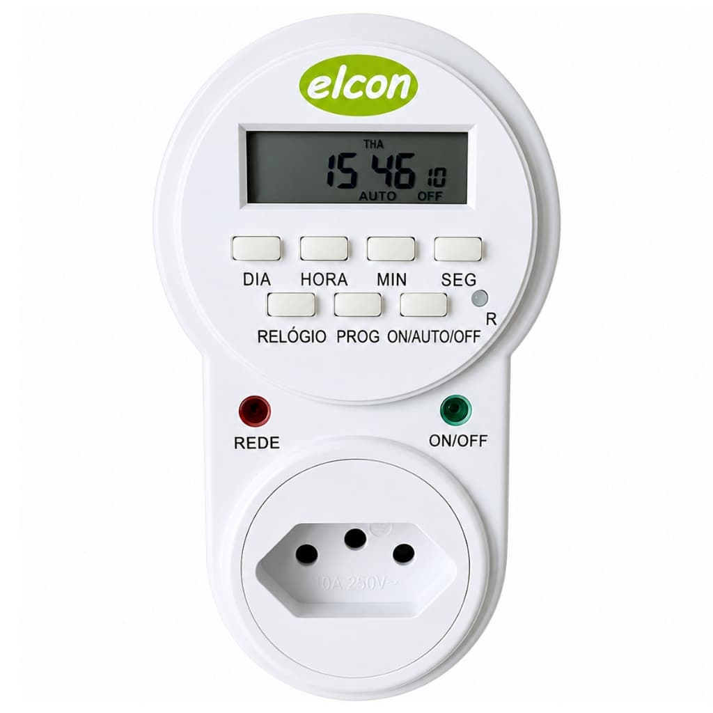 Timer Digital Temporizador Programável Tomada Bivolt Elcon TE-30